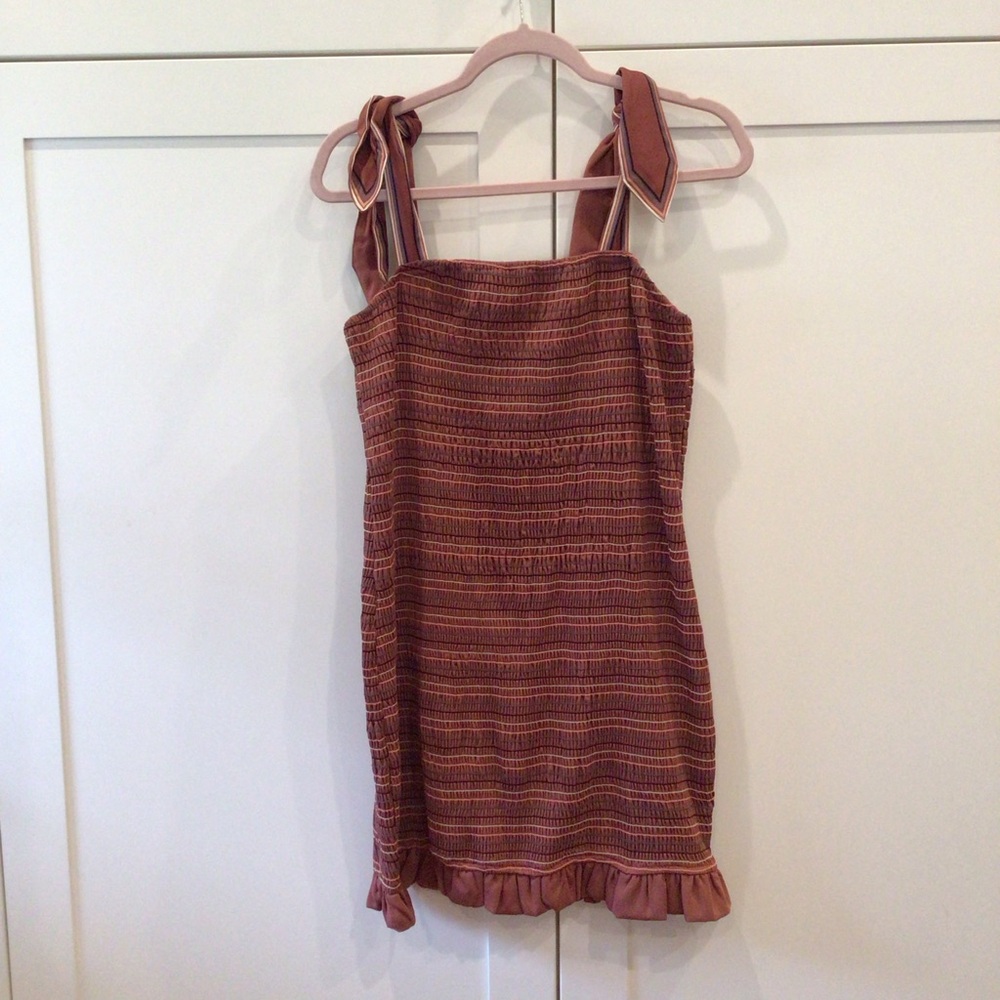 Mahina Tie Strap Striped Smock Dress Size L NWT